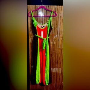 Parachute Pants Jumpsuit With Orange Brown And Green